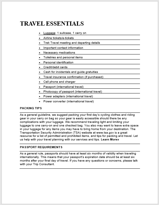 Packing List Template 04