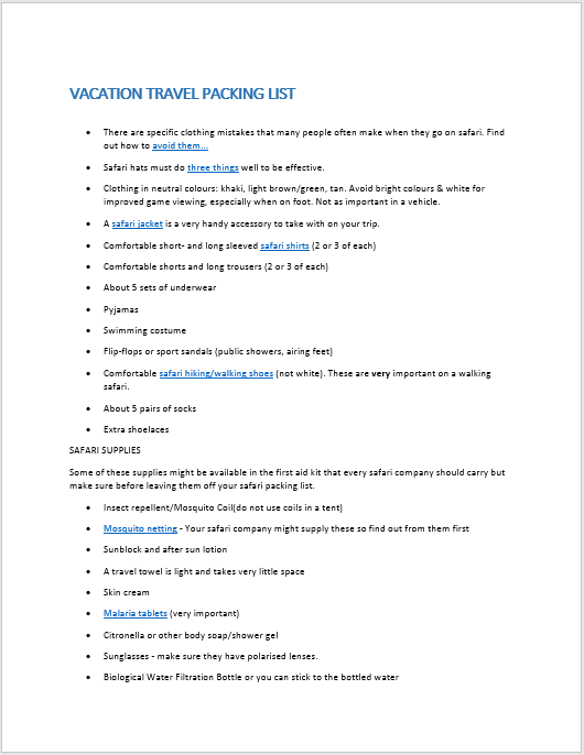 Packing List Template 05