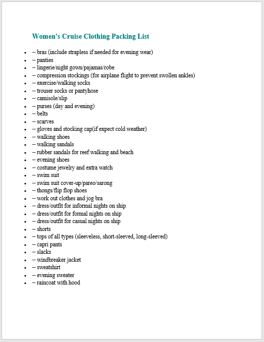 Packing List Template 12