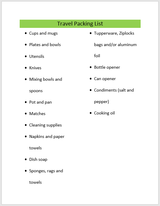 Packing List Template 16
