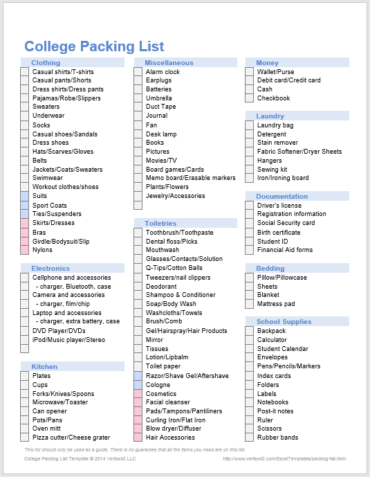 Packing List Template 21