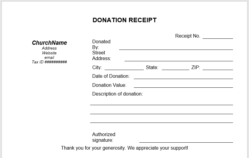 Donation Receipt Template 02