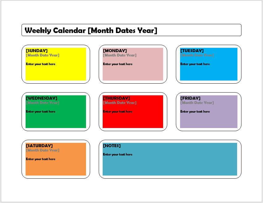 weekly schedule template 14