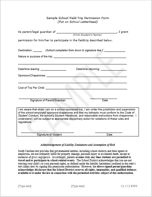 trip permission slip 09