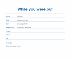 Phone Message Slip Template