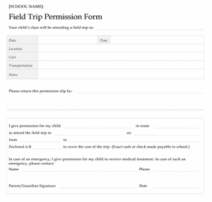 Trip Permission Slip Template