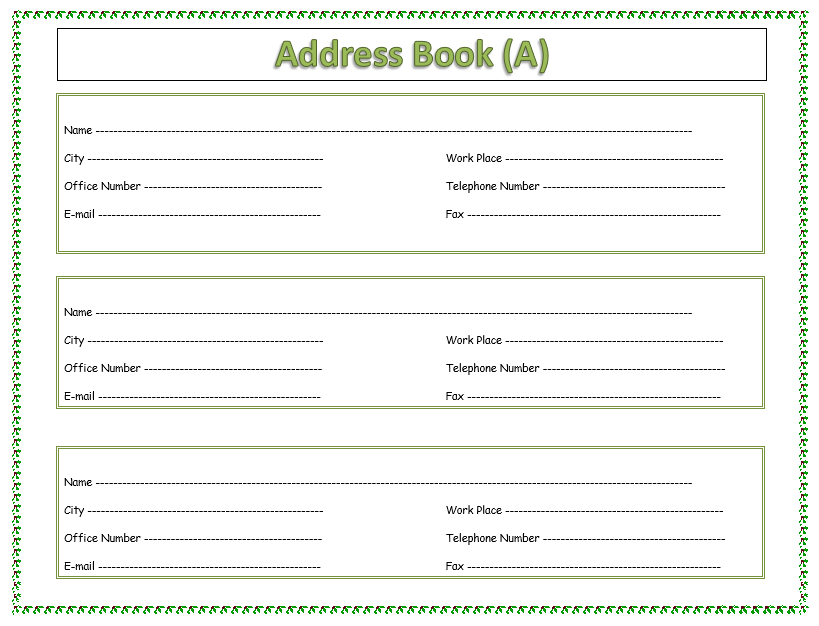 Address Book Templates Free Downloads