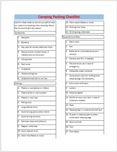 Packing List Template 17