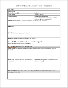 lesson plan word template