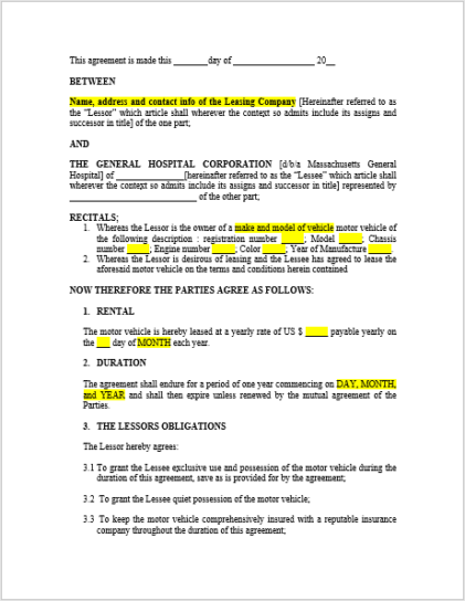 8+ Free Lease Agreement Templates - Word Templates