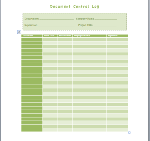 Document Control Log Template