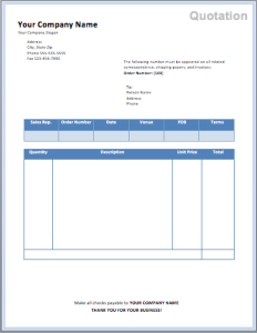 Restaurant Quote Template