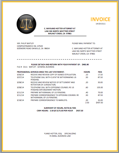 Legal Attorney Invoice Template Word Templates