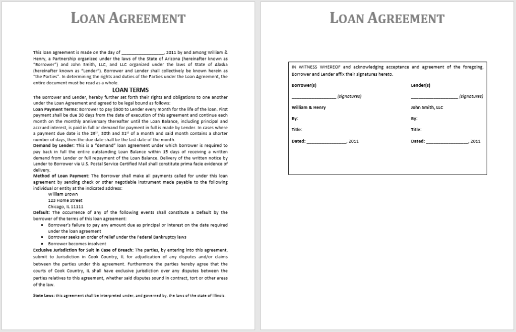 Consumer Loan Agreement Template