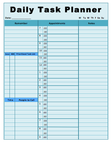 Daily Task Planner Template