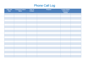 Phone Call Log Template MS Word