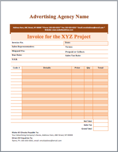 Advertising Agency Invoice Template