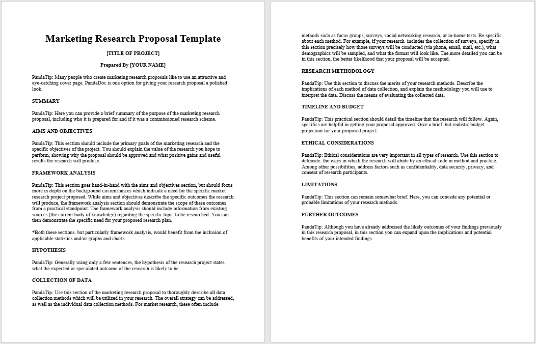 free research proposal template word