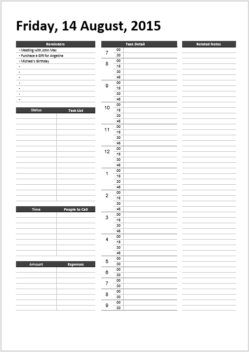16 Free Daily Task Planner Templates In MS Word Format