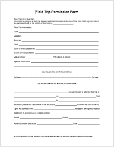 Trip Permission Slip Templates - 9 Free Printable Templates
