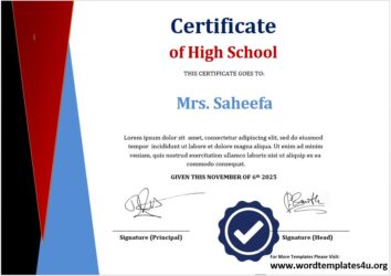 High School Certificate Templates - Word Templates