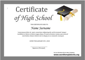 High School Certificate Templates - Word Templates