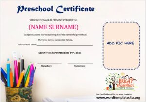 Preschool Certificate Templates - Word Templates
