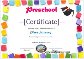 Preschool Certificate Templates - Word Templates