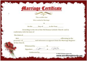 Marriage Certificate Templates - Word Templates