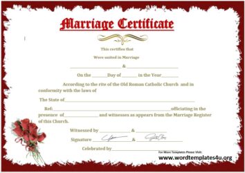 Marriage Certificate Templates - Word Templates