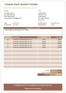 Computer Repair Quotation Templates - Word Templates