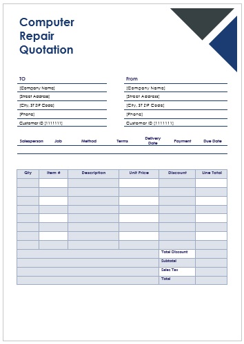 Digital Repair Quotation Template