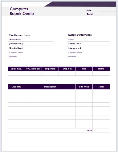 Smart Computer Repair Quote Template