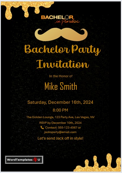 bachelor party invitation flyer template editable