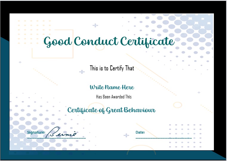 good conduct certificate template for students