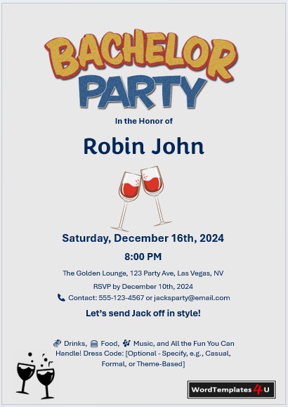 printable bachelor party invitation flyer template