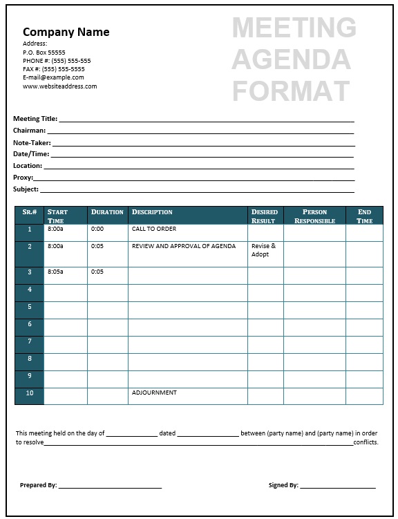 Annual Business Meeting Agenda Template