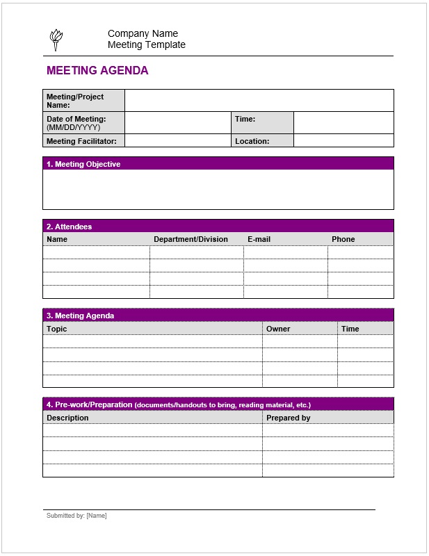 Company Meeting Agenda and Notes Template