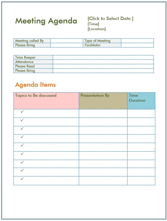 Conference Meeting Agenda Template