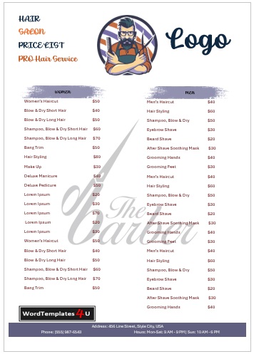 barber price list