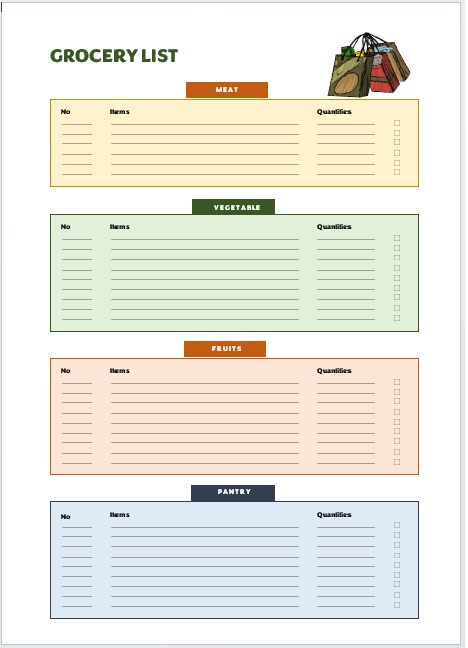 editable grocery list template