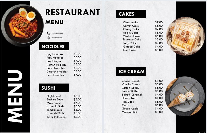 elegant restaurant menu card template
