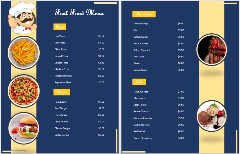 modern bifold fast food menu template