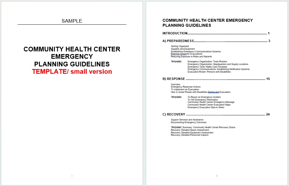community health center emergency planning