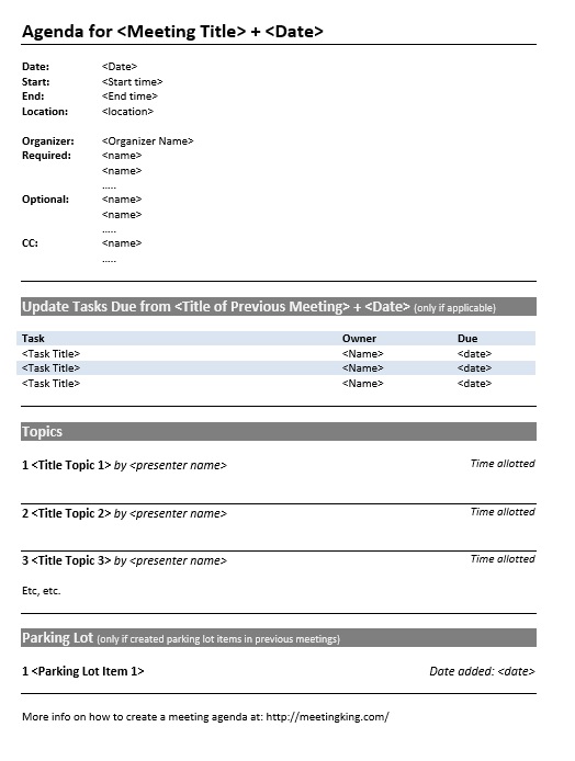 Formal Meeting Agenda Template