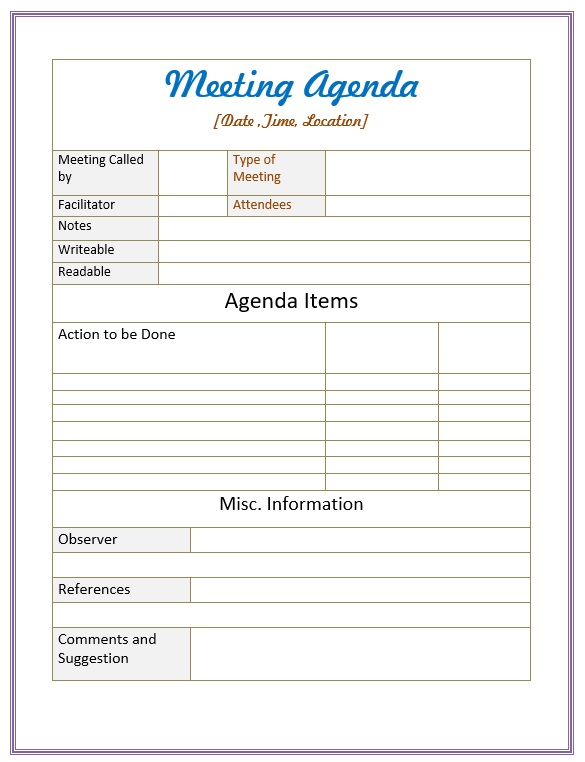 Team Meeting Agenda Template