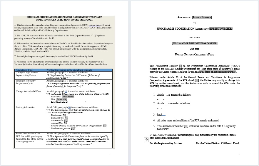 change in working hours agreement
