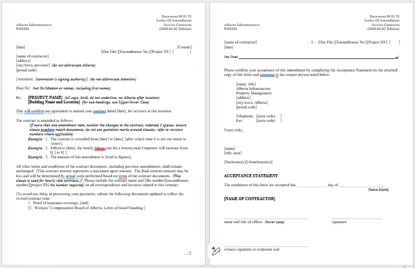 contract variation agreement template