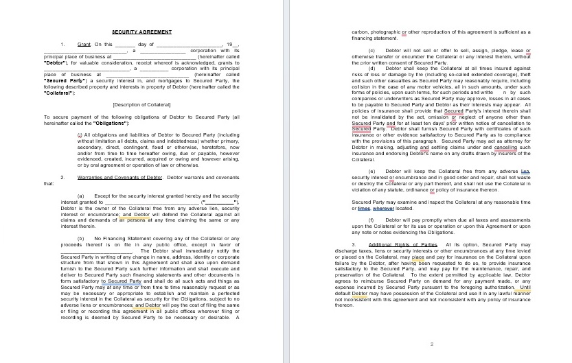 editable security agreement Word
