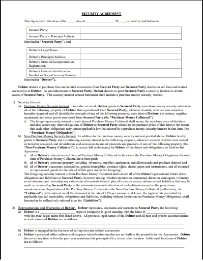 legal security agreement document
